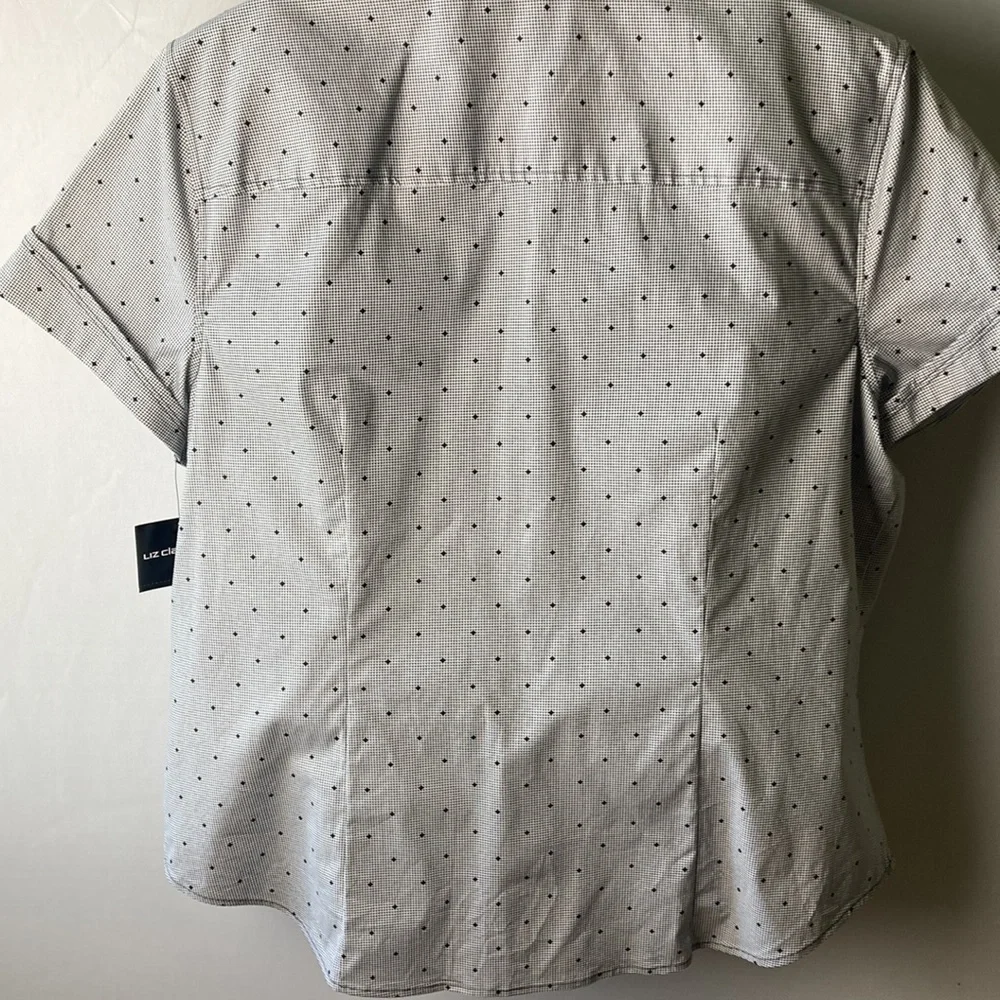 Liz, Claiborne, 2X, black and white short sleeve shirt - Picture 6 of 8